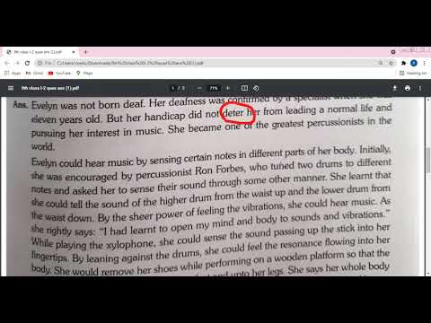 Embedded thumbnail for 9th Class English Beehive L-2 (Evelyn Glennie) Ques-Ans discussion,