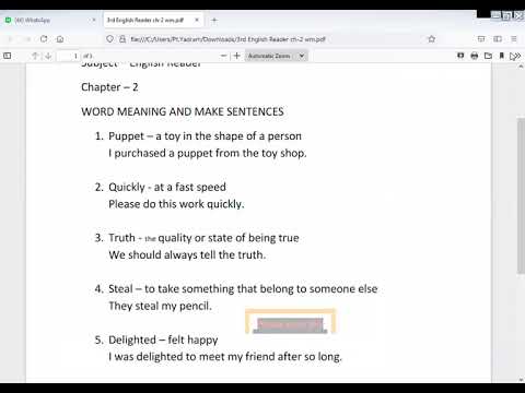 Embedded thumbnail for English Reader ch-2 word meaning and make sentences