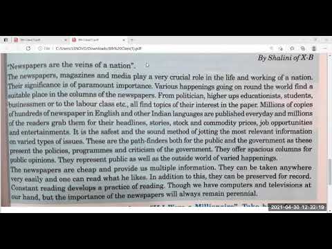 Embedded thumbnail for 8th Class English Article- Importance of newspaper