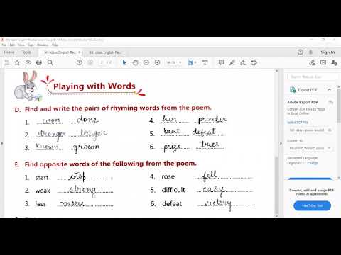 Embedded thumbnail for English Reader poem1 Question answers and book work
