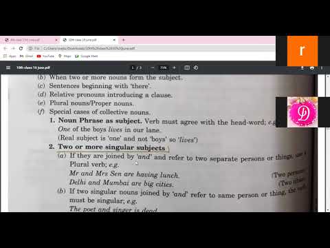 Embedded thumbnail for 10th Class English Grammar S-V concord part 1